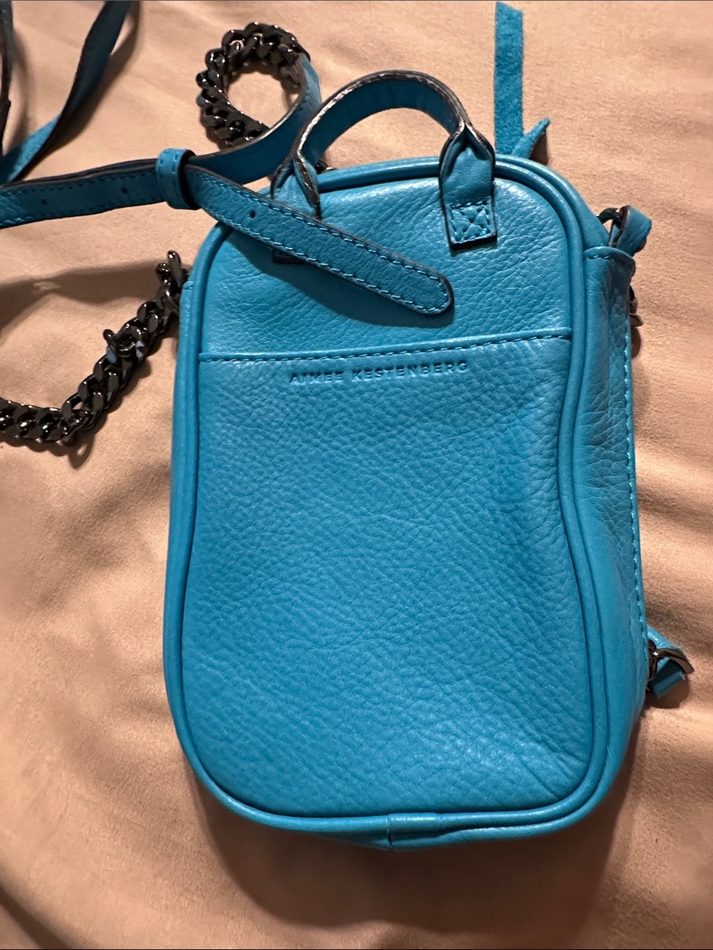 Teal Leather Aimee KestenbergCrossbody Bag with Chain Strap - Picture 2 of 9
